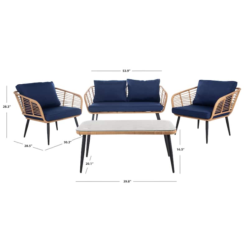 SAFAVIEH Outdoor Living Harrley 4-Piece Patio Set