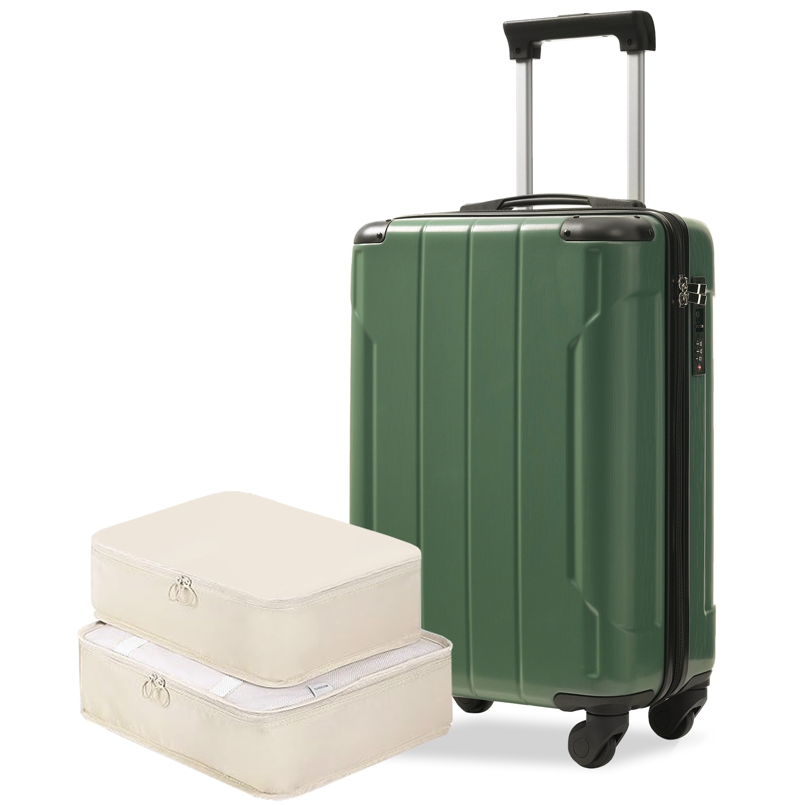 20-Inch Hardshell Carry-On Luggage, Lightweight Durable ABS Suitcase with Spinner Wheels, Built-in TSA Lock, 2 Packing Cubes