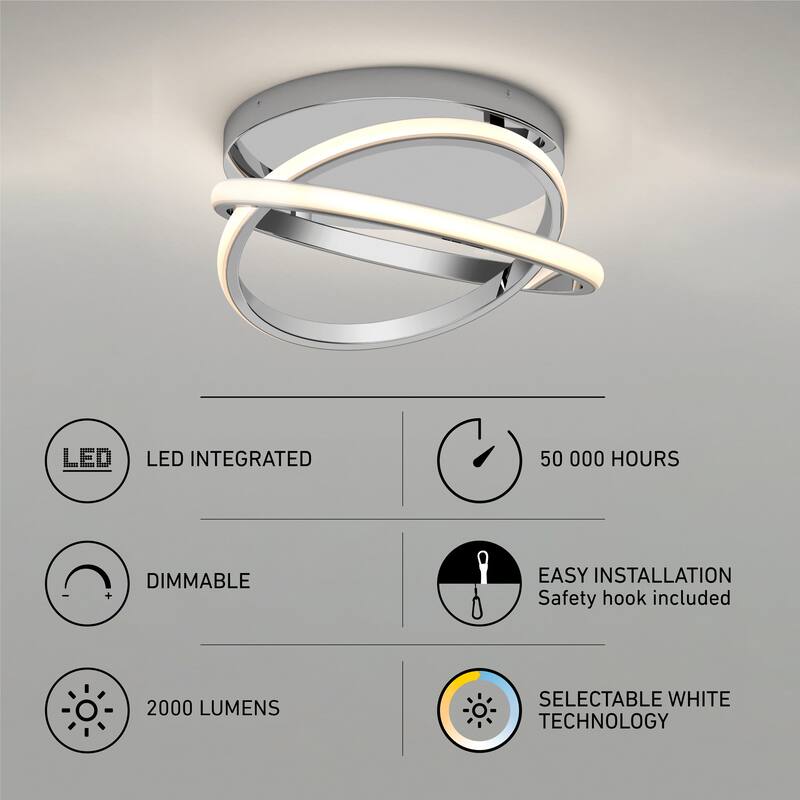 Artika Orbia Semi-Flush Mount LED Ceiling Light Fixture, Chrome