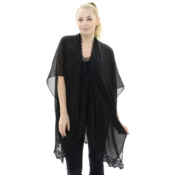 Women Solid Kimono Lightweight Sheer Chiffon Poncho Cover Up. Opens flyout.