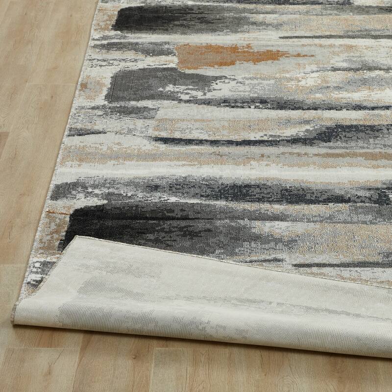 Midnight Charcoal Abstract Area Rug