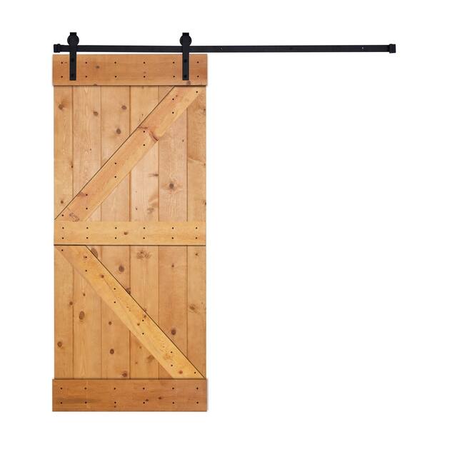 K2 Series Paneled Wood Sliding Barn Door with Installation Hardware - 42" - Ipswich Pine