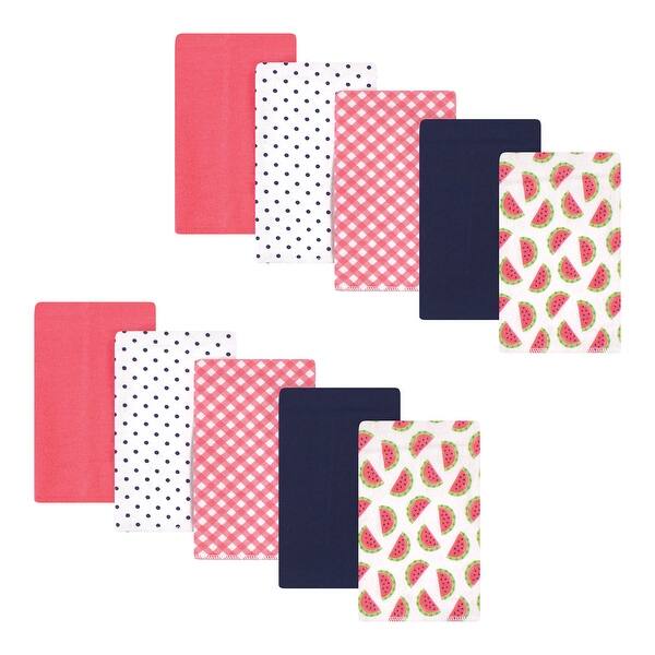 slide 1 of 1, Hudson Baby Infant Girl Cotton Flannel Burp Cloths, Watermelon, One Size - Watermelon - One Size One Size - Watermelon