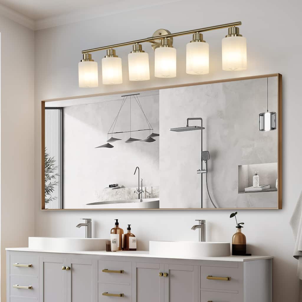 39 inches Modern 6 Light Vanity Wall Sconce for Bathroom or Hallway Lighting - Golden