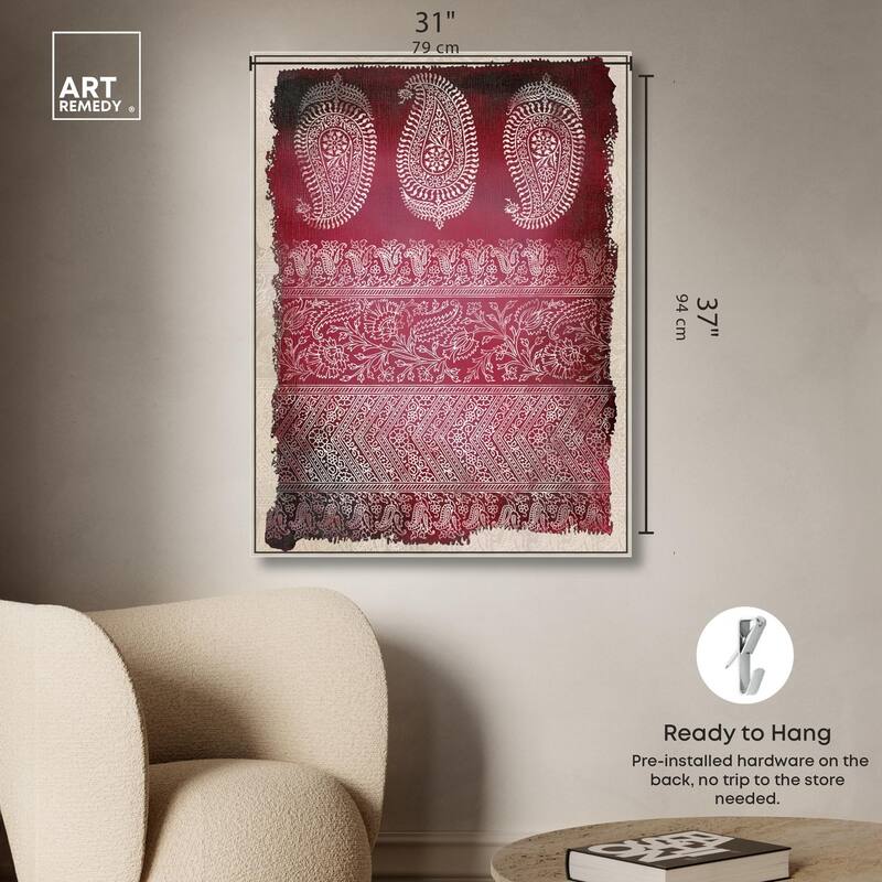 Burgundy Stamps Canvas by Art Remedy