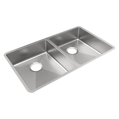 Crosstown 18 Gauge Stainless Steel 31-1/2" x 18-1/2" x 5-1/2" Double Bowl Undermount Sink - 31-1/2" x 18-1/2" x 5-1/2"
