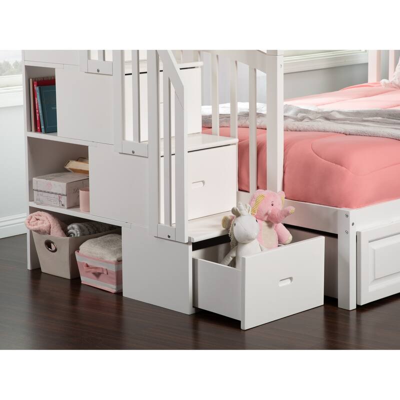 Westbrook Staircase Bunk Twin over Full with Twin Trundle in White