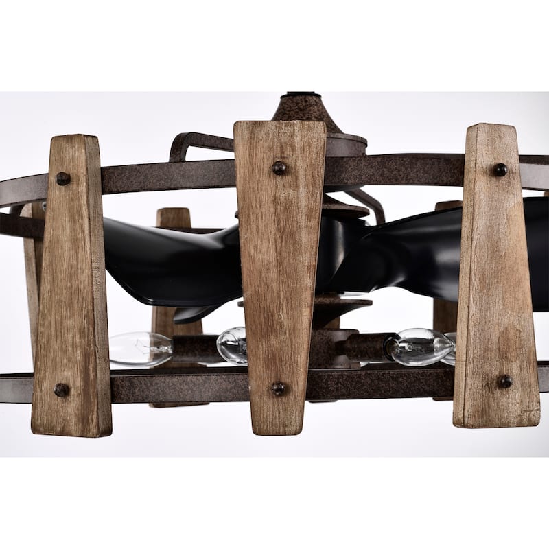 Woody 25 Inch Imitatioon Wood Grain Farmhouse Fandelier with Remote