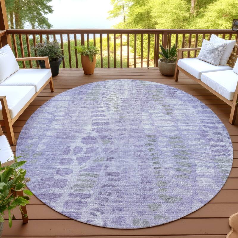 Machine Washable Indoor/ Outdoor Modern Imprints Chantille Rug - Purple - 8' x 8'