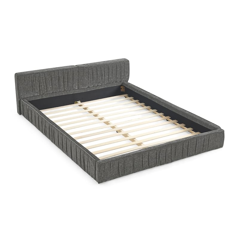 Chenille fabric Queen Size Upholstered Bed Frame