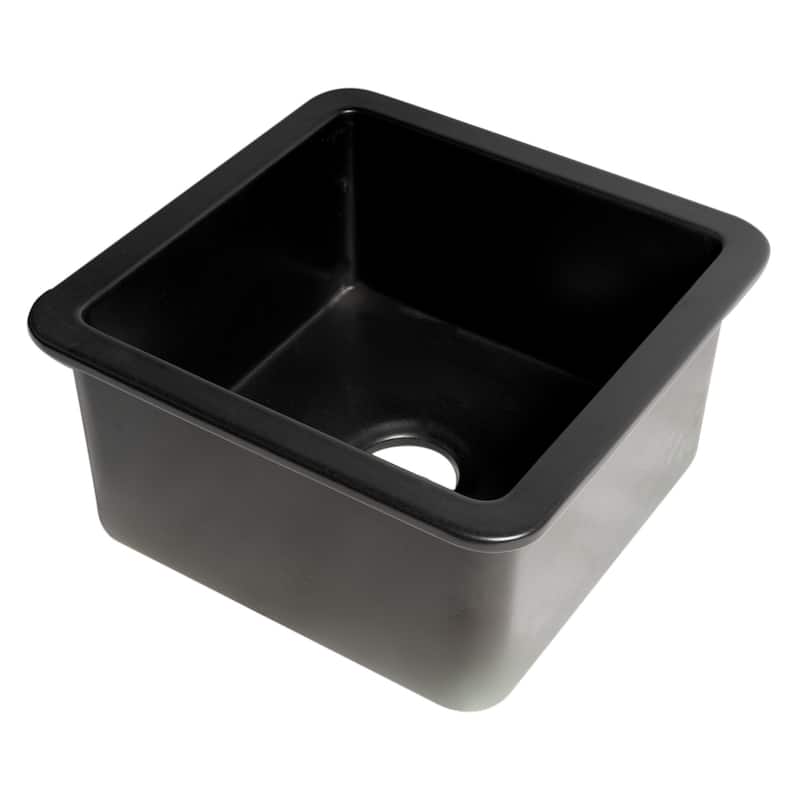 Black Matte Square 18" x 18" Undermount / Drop In Fireclay Prep Sink