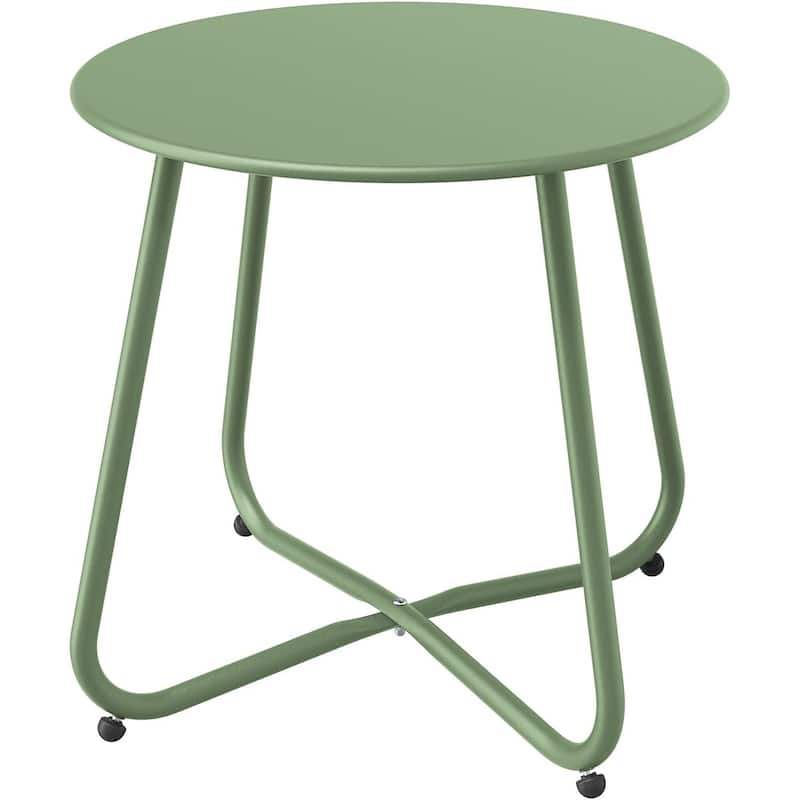 Patio Side Tables for Outside, Small End Table Accent Table Metal Round for Deck Garden Porch Balcony Yard Lawn