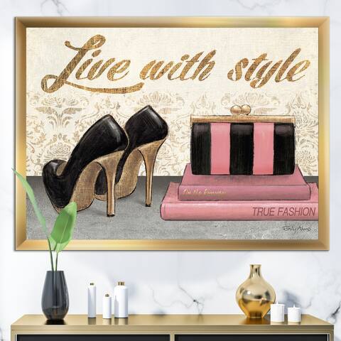 Designart "Gold Fabulous Life Style II" Fashion Premium Framed Art Print