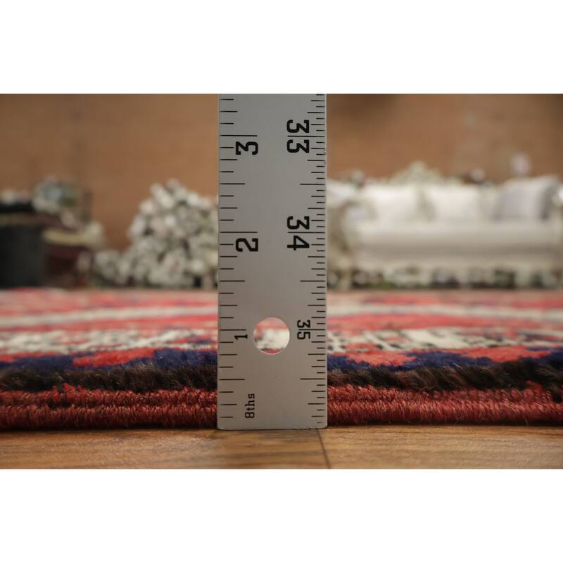 Hand Knotted Oriental 100% Wool Carpet Traditional Tribal Red Ardebil Runner Rug - 10' 6'' X 3' 8''