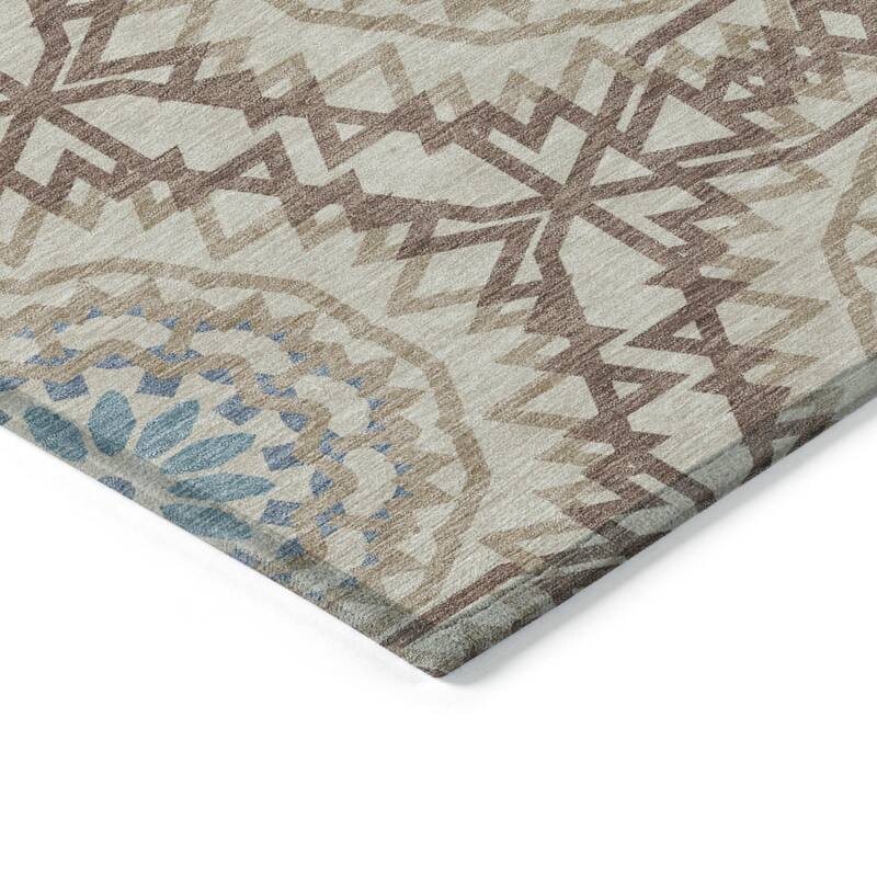 HomeRoots Floral Medallion Transitional Rectangle Outdoor Rug