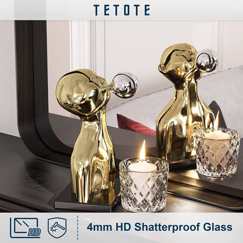 TETOTE Modern Metal Frame Wall Mounted Hanging Bathroom Vanity Mirror
