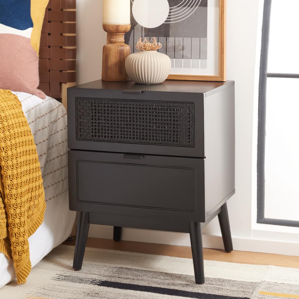 SAFAVIEH Heidbra 2-Drawer Rattan Nightstand