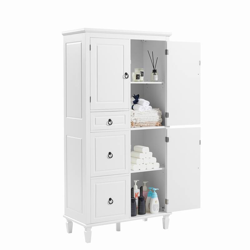 Large Bathroom Waterproof Cabinet with 3 Drawers, 3 Compartments