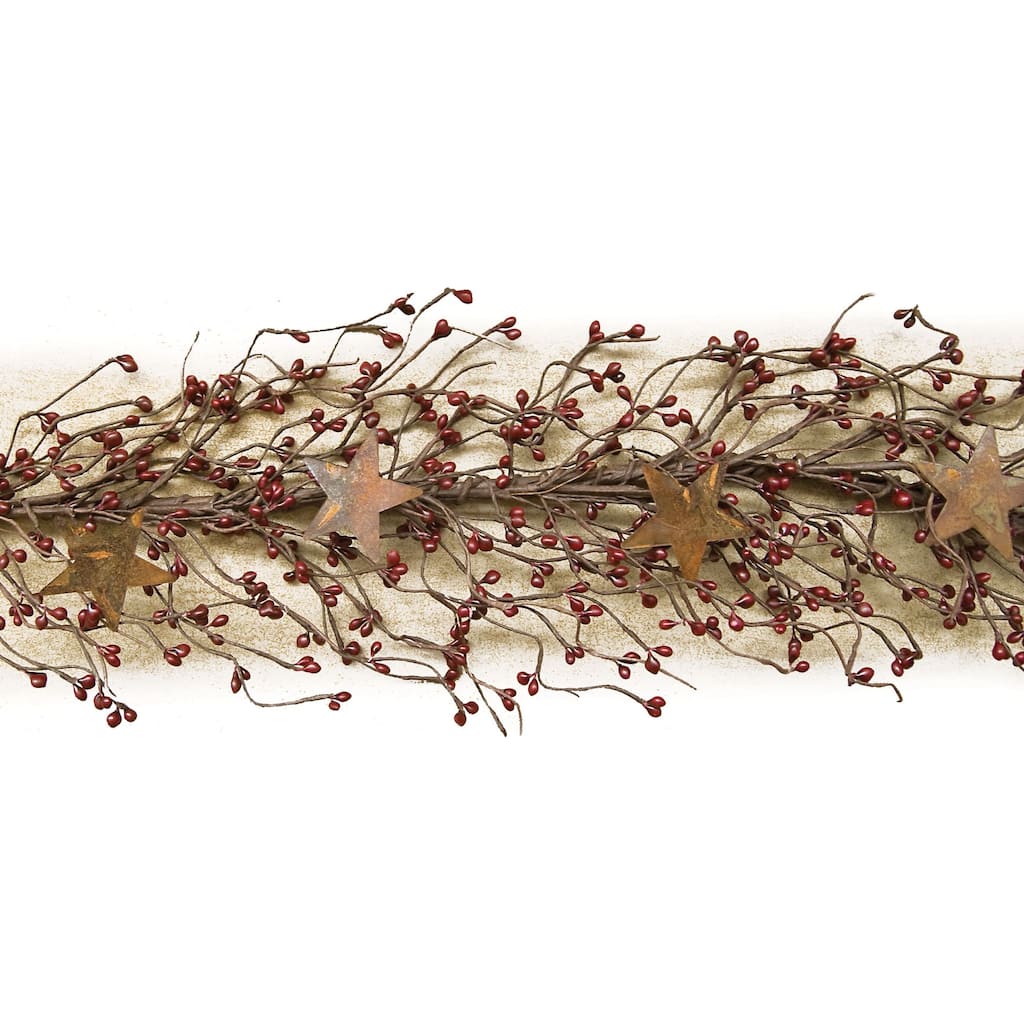 Pip Berry Garland With Stars Burgundy 40" - Red - 40 inches