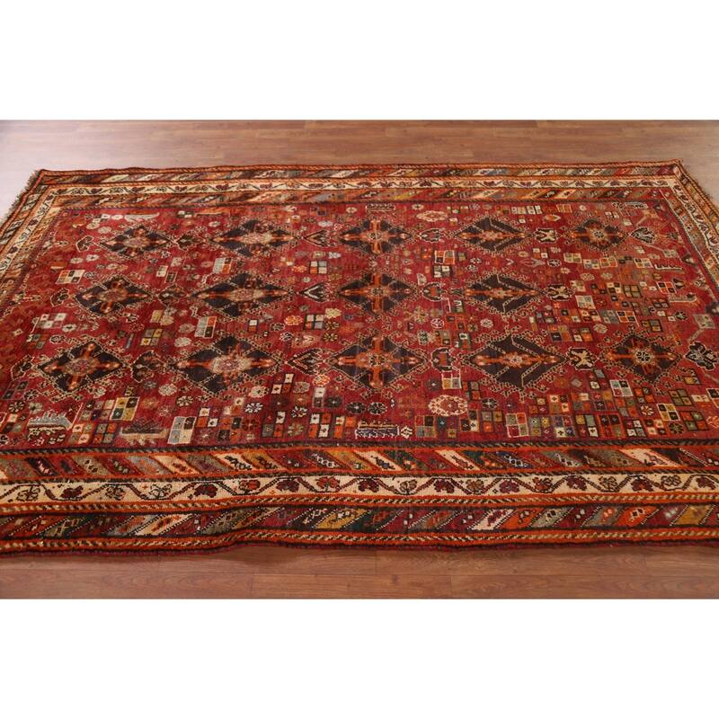 Hand Knotted Oriental 100% Wool Carpet Traditional Tribal Red Kashkoli Area Rug - 8' 2'' X 5' 4''