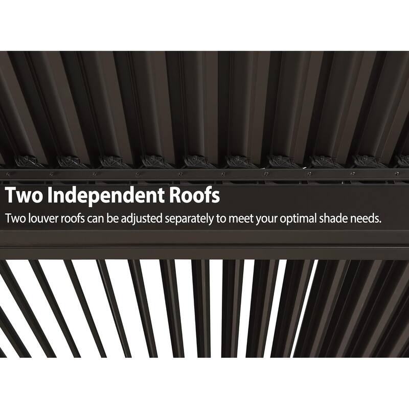 PURPLE LEAF Bronze Louvered Pergola with Adjustable Roof for Deck Backyard Garden Hardtop Gazebo