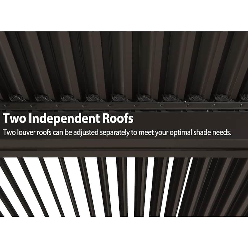 PURPLE LEAF Louvered Pergola Outdoor Aluminum Pergola with Adjustable Roof for Patio Hardtop Gazebo