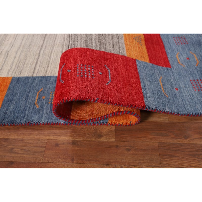 Geometric Gabbeh Area Rug Handmade Wool Carpet - 6'7" x 9'9"