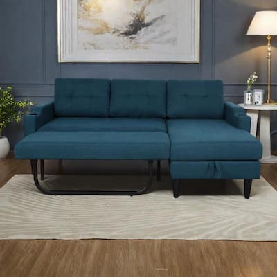 74.8" Fabric Sofa with Storage and Solid Wood Frame, 660lb Capacity