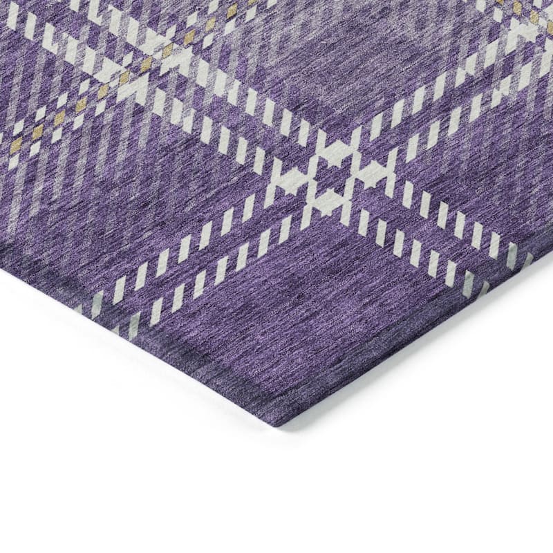 HomeRoots Plaid Transitional Rectangle Outdoor Rug