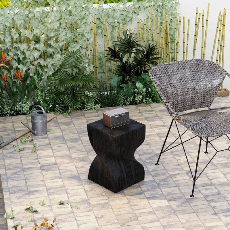 Onyx Square Side Table in Fiberstone Modern Accent Side Table for Indoor and Outdoor