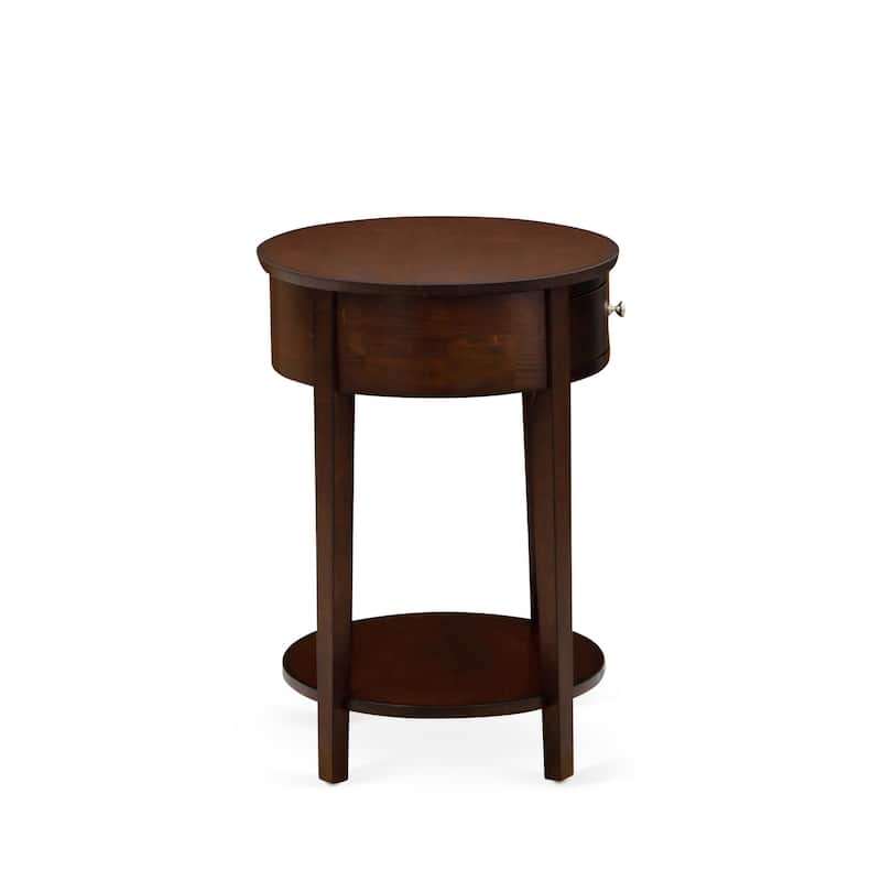 East West Furniture Mid Century Modern Nightstand with 1 Wood Drawer, Stable and Sturdy Constructed -(Finish Option)