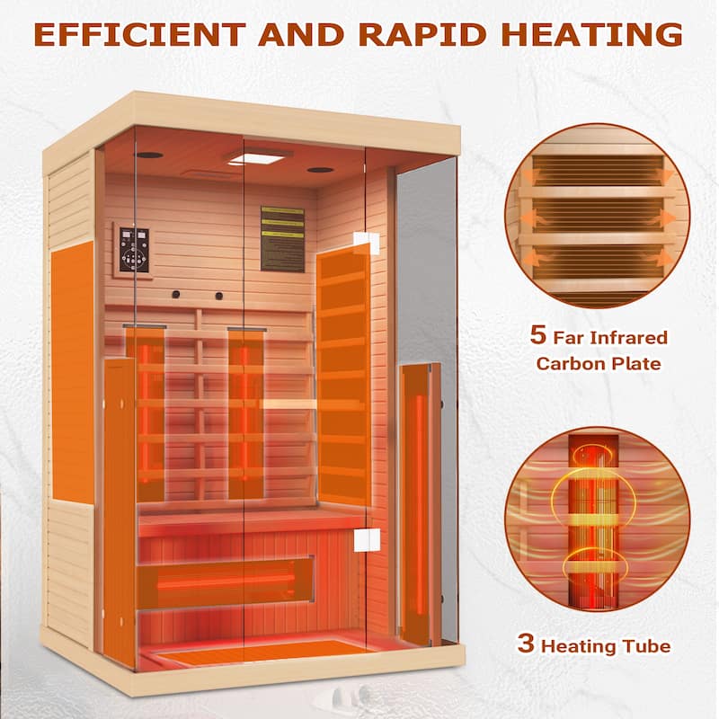 EROMMY up to 3 Person Infrared Sauna with 15-Minute Warm-Up Heater Tube and Carbon Plate