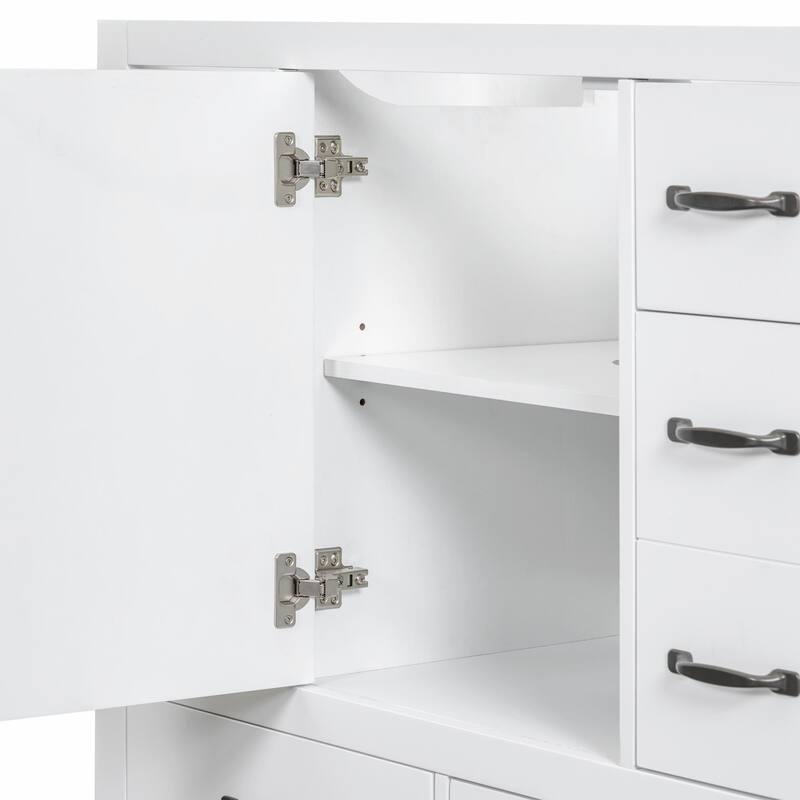 36" Bathroom Vanity with Sink Combo: Six Drawers, Multi-Functional Divider, Adjustable Shelf