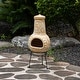 preview thumbnail 12 of 12, Outdoor Clay Chiminea Fireplace Sun Design Wood Burning Fire Pit with Sturdy Metal Stand, Barbecue, Cocktail Party