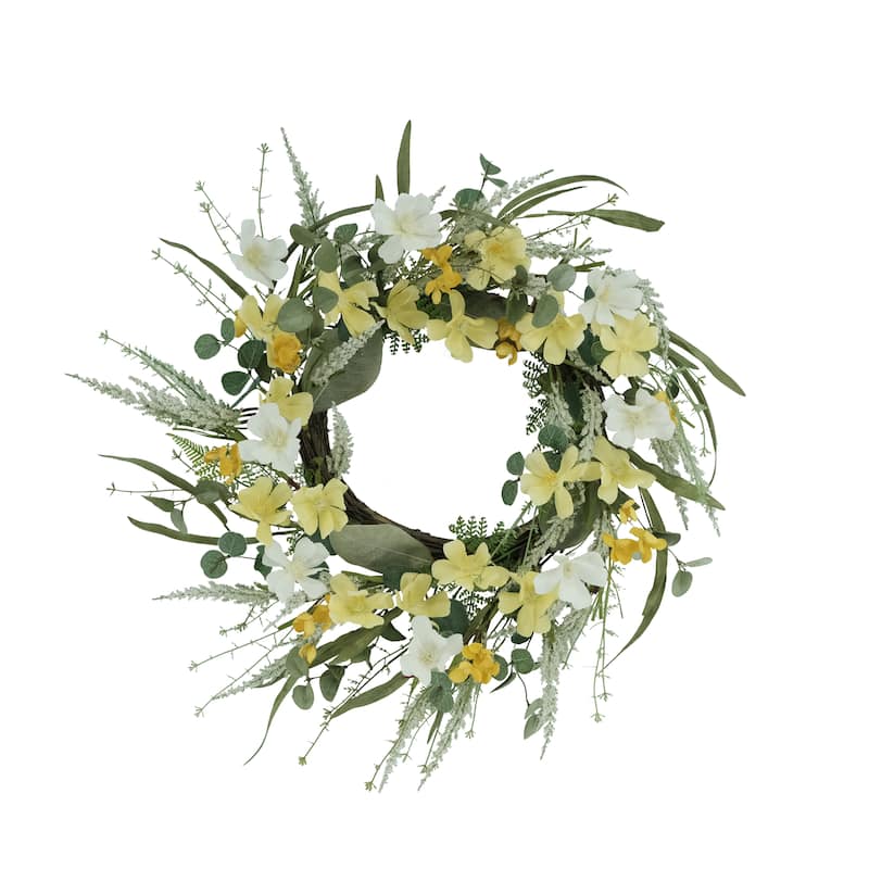 Puleo International 24" Artificial Dogwood Floral Spring Wreath
