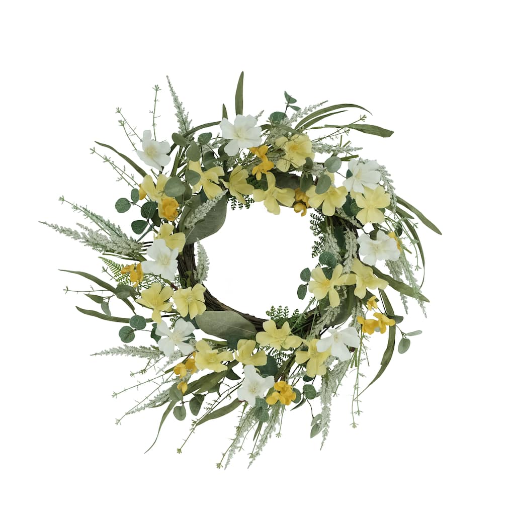 Puleo International 24" Artificial Dogwood Floral Spring Wreath