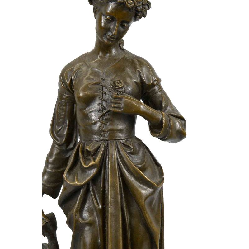 A Young Maiden In Garden Of Eden Art Nouveau Bronze Figurine Sculpture Art Deco