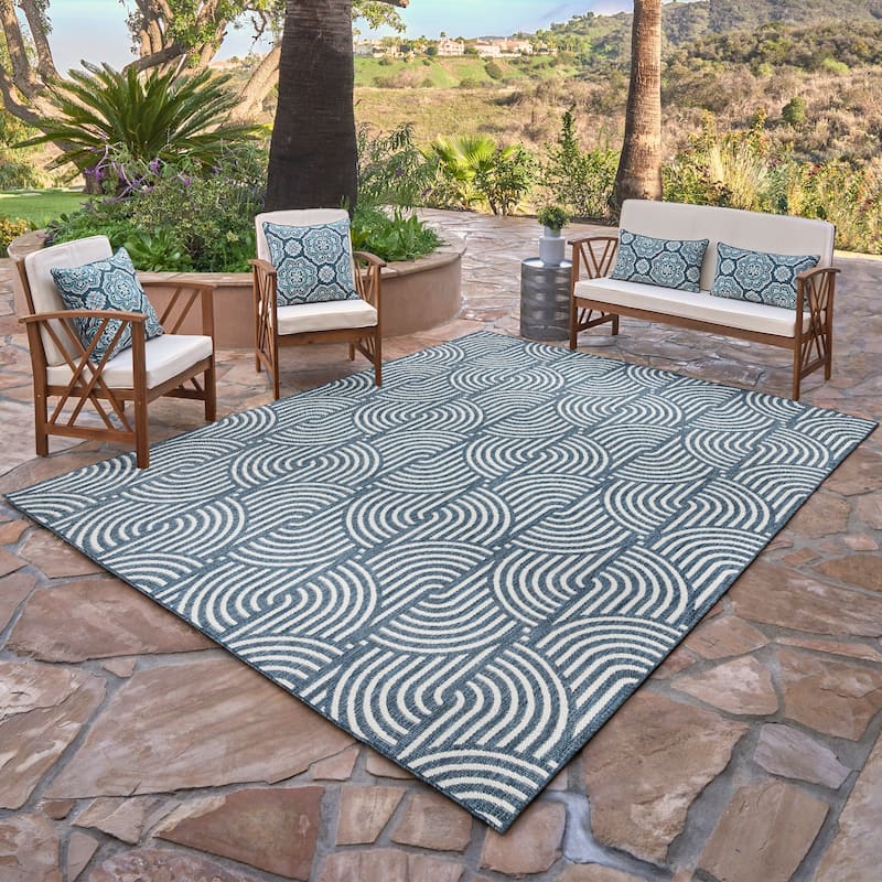 Gertmenian Savara Global Geometric Polypropylene Indoor Outdoor Performance Flatweave Area Rug Collection