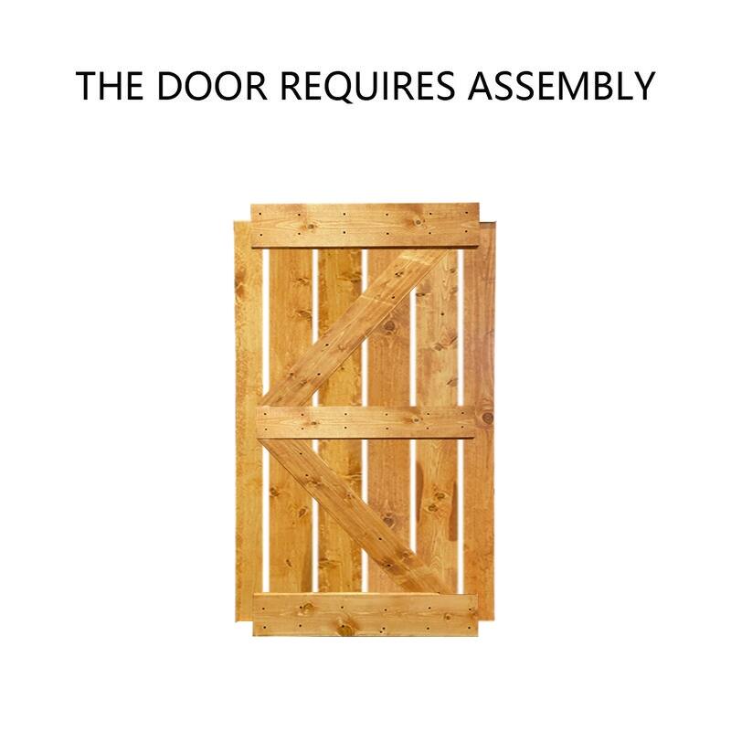 CALHOME K Series Stained Wood Sliding Barn Door with Hardware Kit
