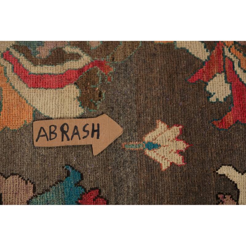 All-Over Brown Floral Gabbeh Persian Area Rug Hand-Knotted Wool Carpet - 5'2"x 9'0"