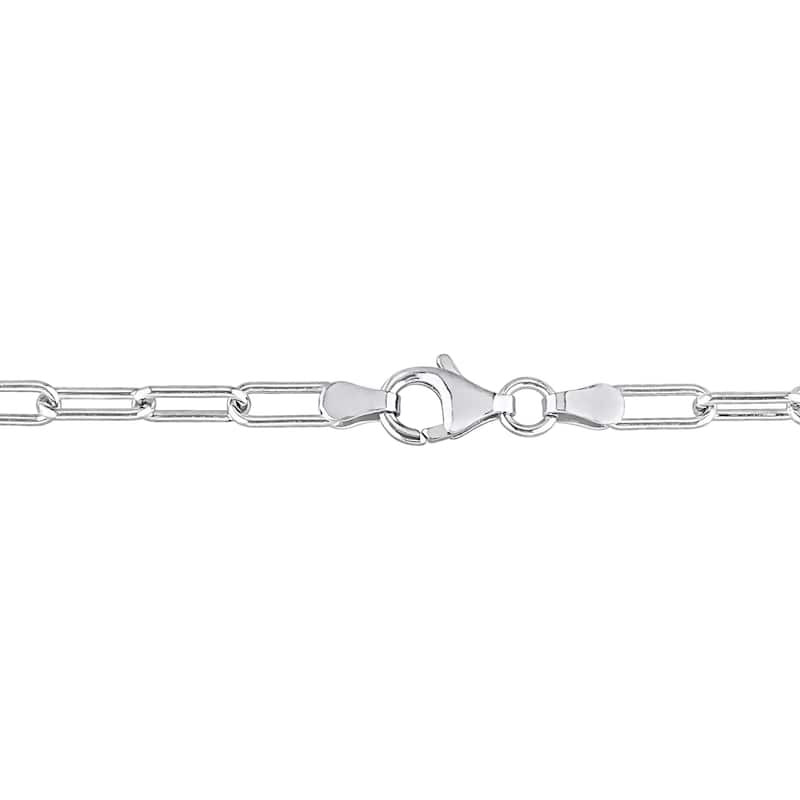 Miadora Sterling Silver Oval Link Paperclip Necklace