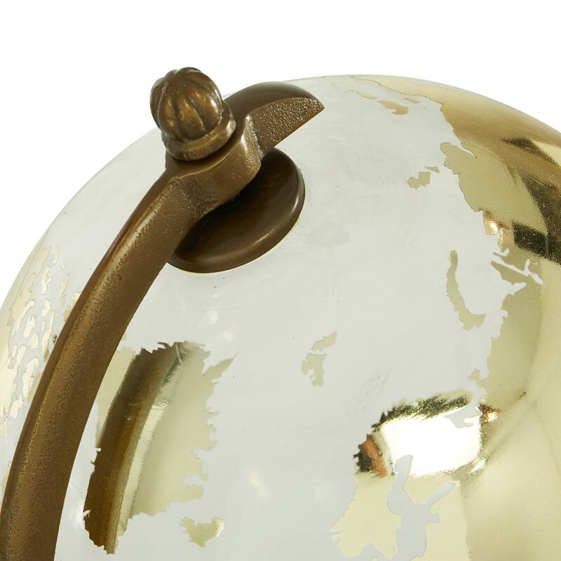 Gold or Silver Wood Globe with Brown Base