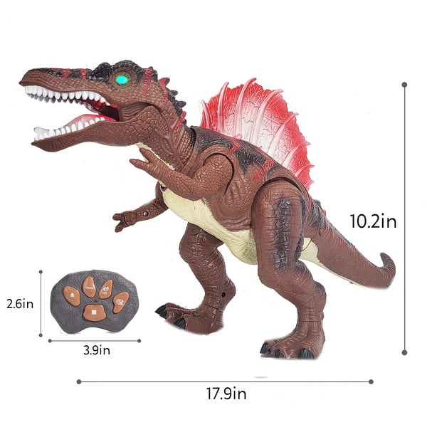 slide 2 of 9, Walking and Shake Head with Roar Sound and Light Dinosaur Toy Black - 5-7 Years