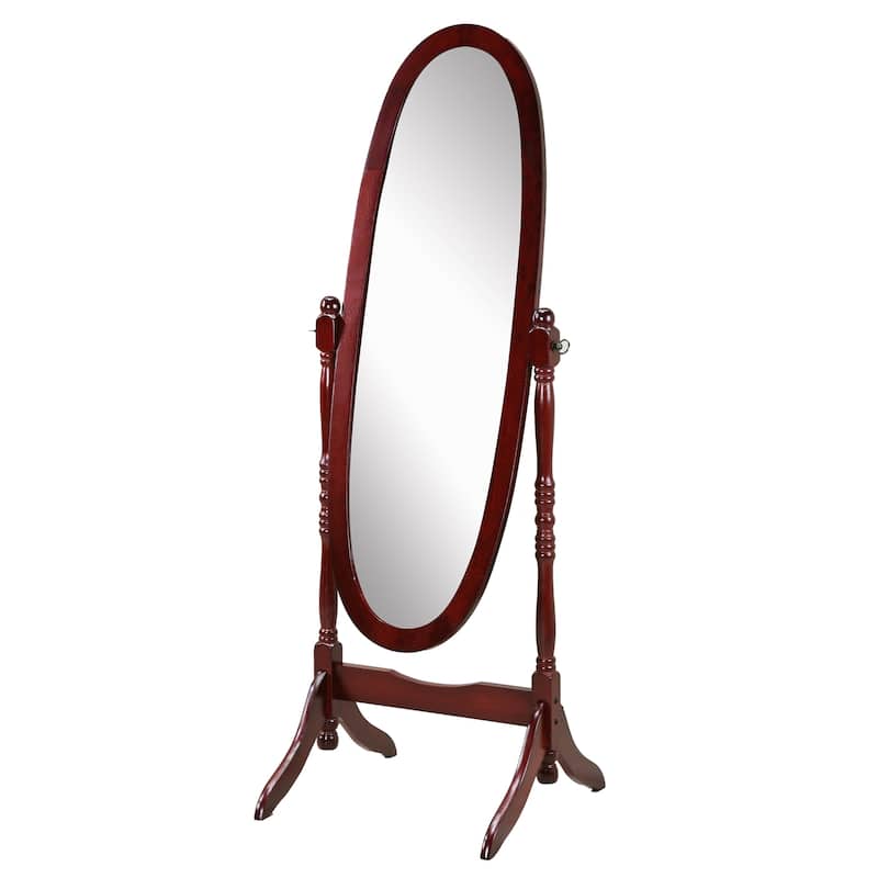 Traditional Oval Wood Frame Floor Mirror - Cherry