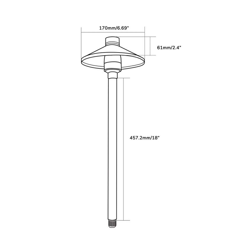 18" Antique Brass Outdoor Path Light Wide-Brim Dark Sky Landscape Lighting (G4 Bulb Compatible) - Antique Brass