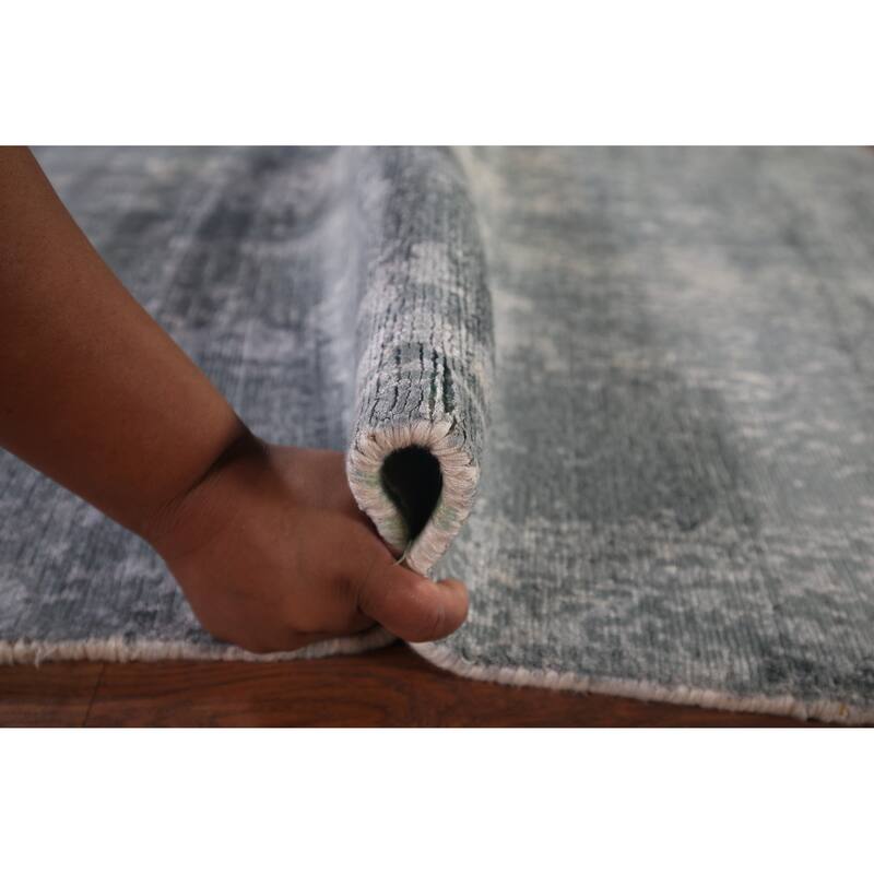 Abstract Oriental Area Rug Hand-Knotted Wool Carpet - 5'11"x 8'8"