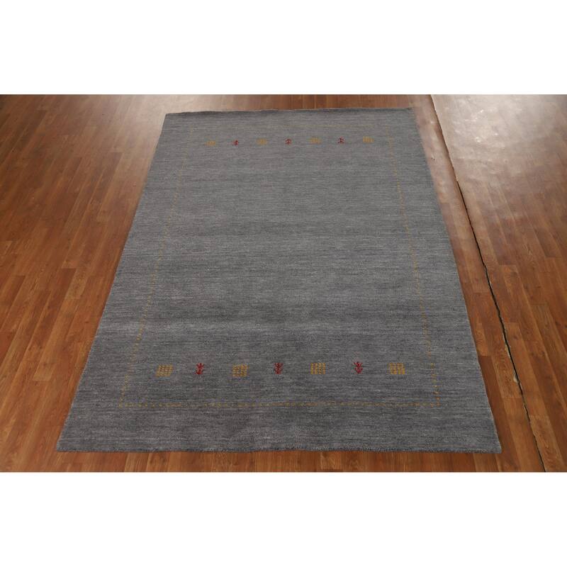 Hand Knotted Oriental 100% Wool Carpet Tribal Tribal Greys & Charcoal Gabbeh Area Rug - 7' 10'' X 5' 8''