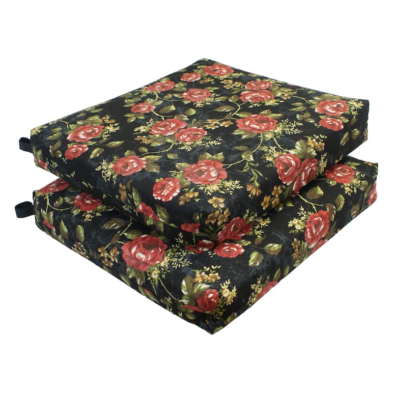 20-inch by 19-inch Indoor Chair Cushion (Set of 1, 2, or 4) - 20 x 19 - Set of 2 - Midnight Rose