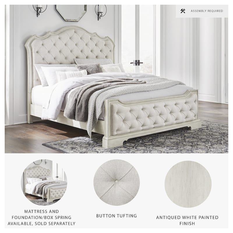 Signature Design by Ashley Arlendyne Antique White/Beige Upholstered Panel Bed