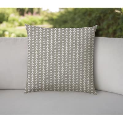 20" Taupe and White Striped Indoor Outdoor Throw Pillow Cover
